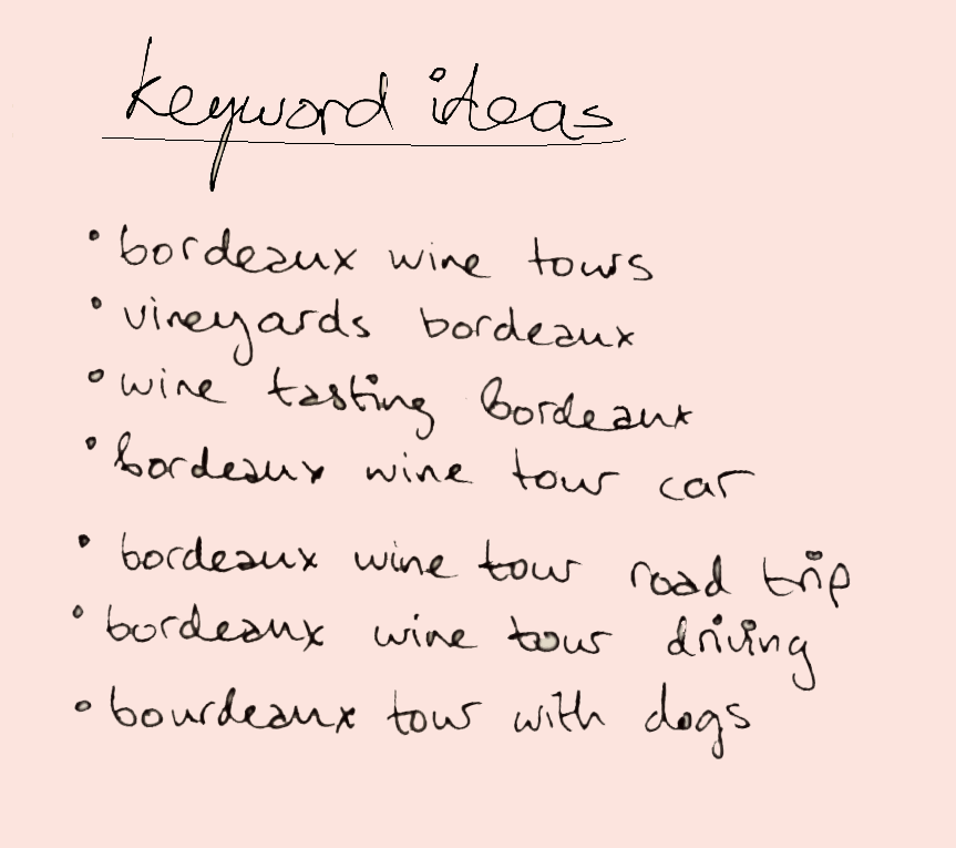 SEO keyword ideas for a tour operator website