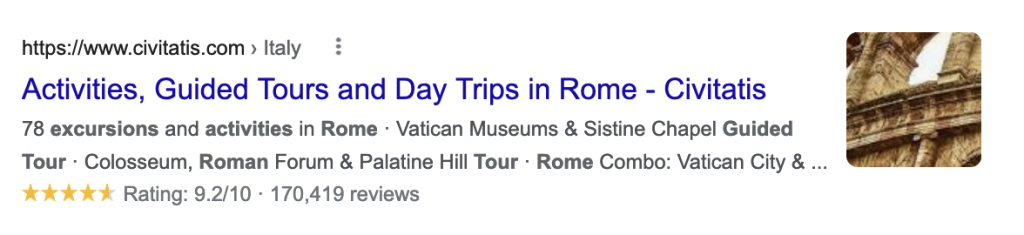 Rich snippet for tours in Rome