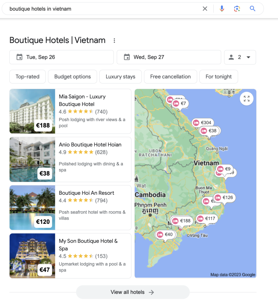 Hotel Pack results for boutique hotels in vietnam