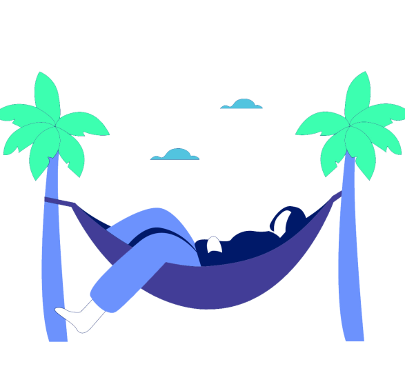 Illustration of a person relaxing on a hammock